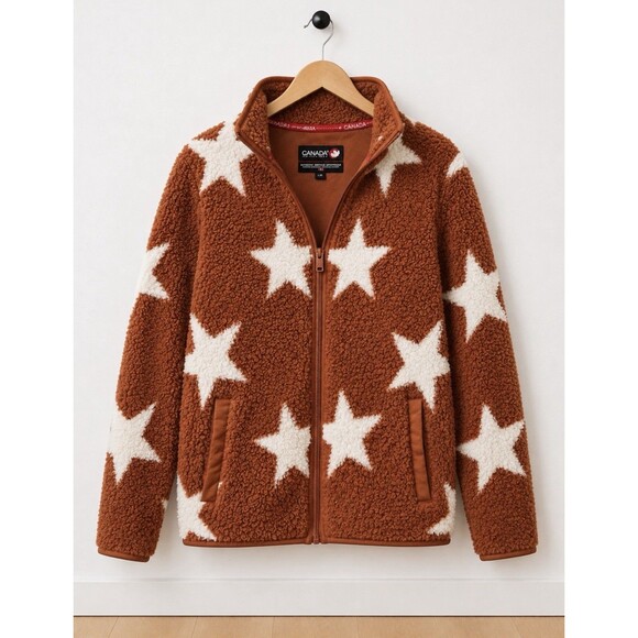 Canada Weather Gear Jackets & Blazers - Canada Weather Gear Women's Sherpa Jacket Large Rust White Star Full Zip